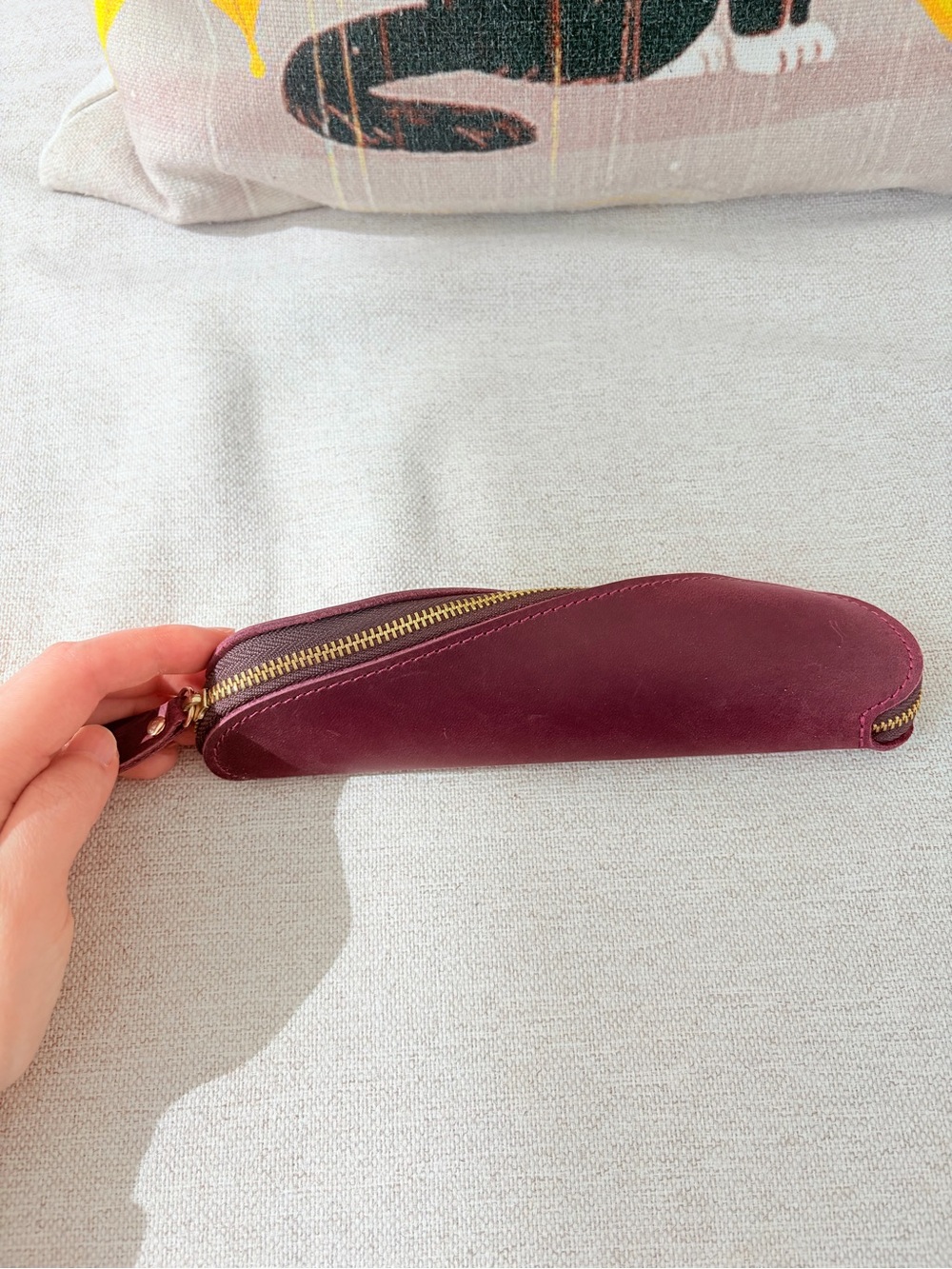Leather Zip Eyewear Case - Burgundy